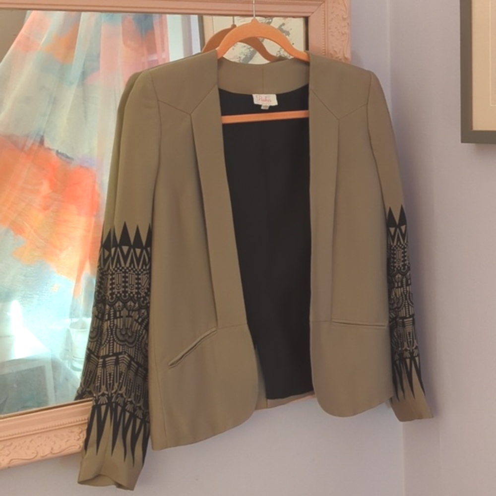 Parker silk blazer geometric sleeves